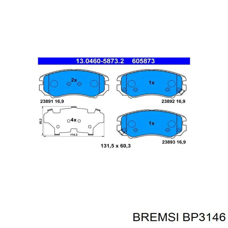 Передні тормозні колодки BP3146 Bremsi