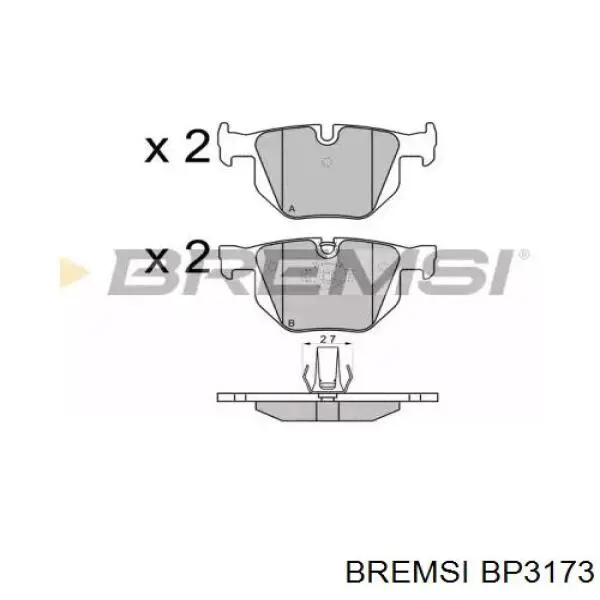 BP3173 Bremsi Колодки гальмівні задні, дискові