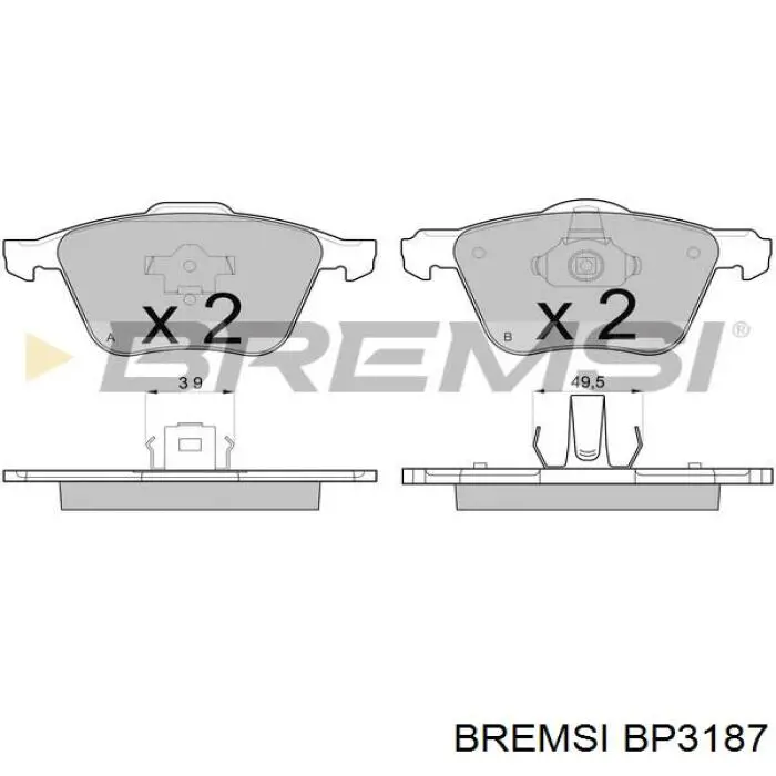 Колодки гальмівні передні, дискові BP3187 Bremsi