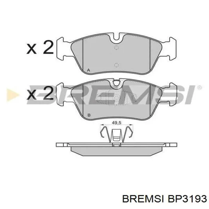 Колодки гальмівні передні, дискові BP3193 Bremsi