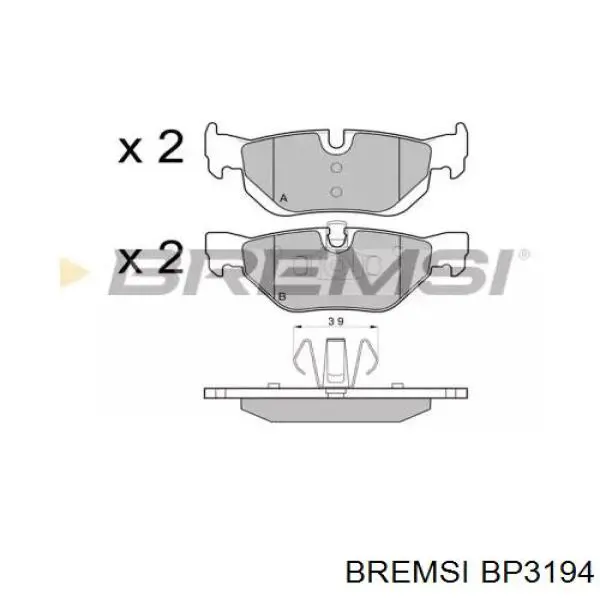 Купити BP3194 Bremsi Задні колодки