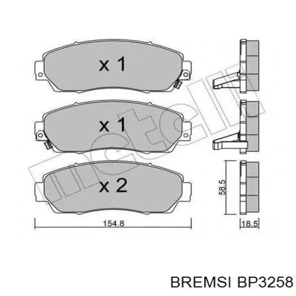 Купити BP3258 Bremsi Колодки гальмівні передні, дискові