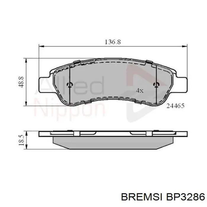 BP3286 Bremsi Колодки гальмівні задні, дискові