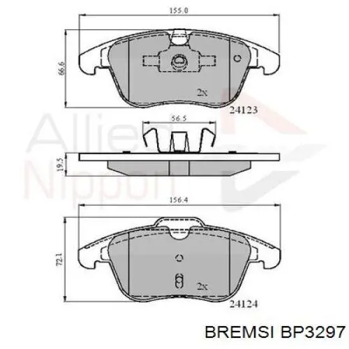 Передні тормозні колодки BP3297 Bremsi