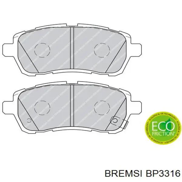 BP3316 Bremsi колодки гальмівні передні, дискові