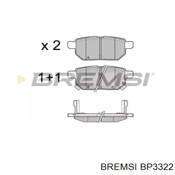 Колодки гальмові задні, дискові BP3322 Bremsi