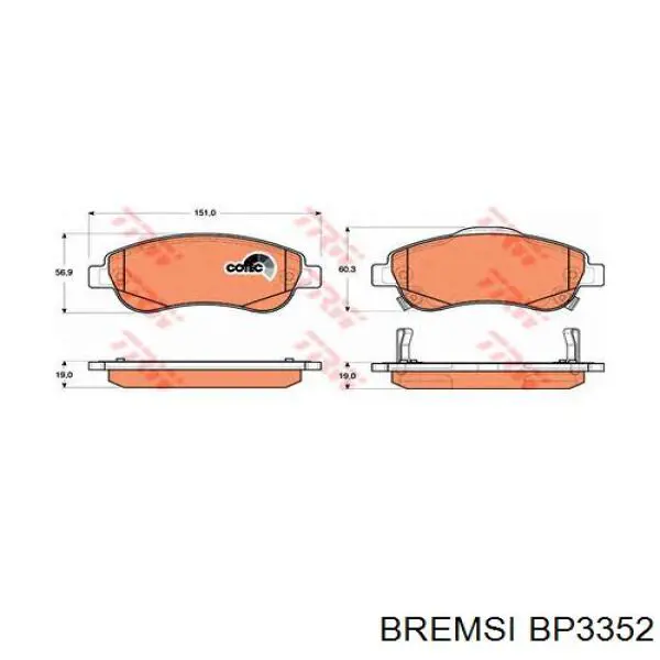 Гальмівні колодки Bremsi BP3352 ціна, від 24.17 USD
