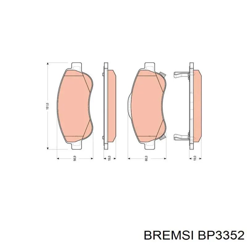 Купити BP3352 Bremsi Колодки гальмівні передні, дискові