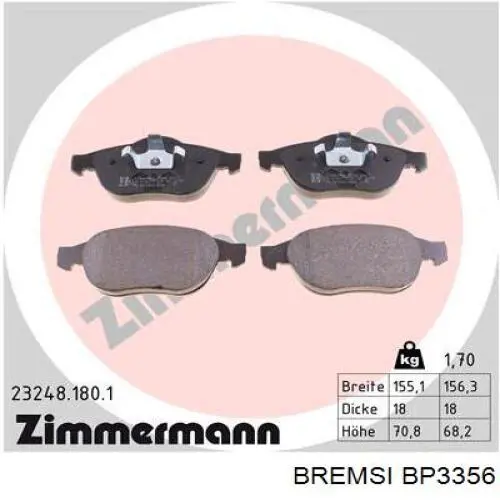 Гальмівні колодки Bremsi BP3356 ціна, від 23.83 USD