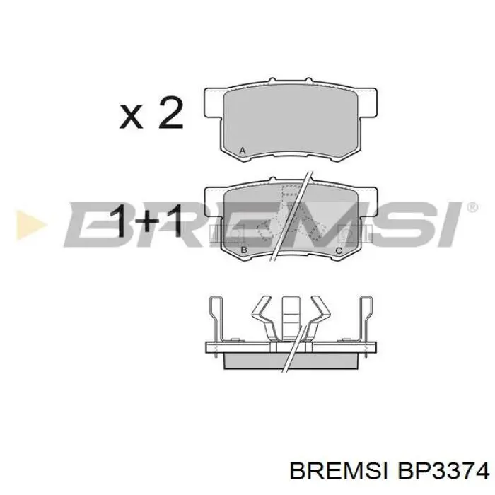 Колодки гальмові задні, дискові BP3374 Bremsi