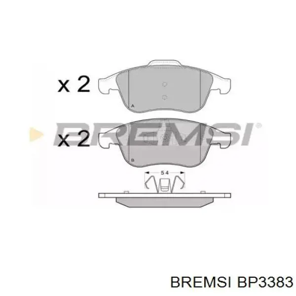Купити BP3383 Bremsi Колодки гальмівні передні, дискові