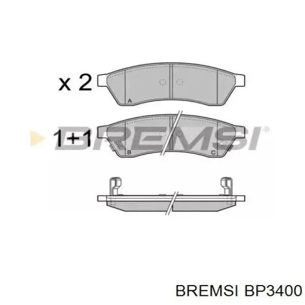 BP3400 Bremsi колодки гальмові задні, дискові