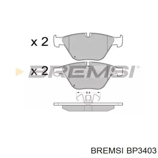 Колодки гальмівні передні, дискові BP3403 Bremsi