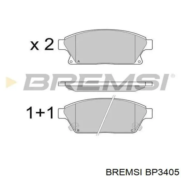 BP3405 Bremsi колодки гальмівні передні, дискові