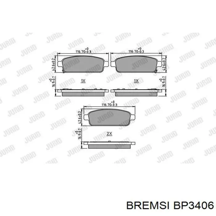 Задні гальмівні колодки Bremsi BP3406 ціна, від 16.55 USD