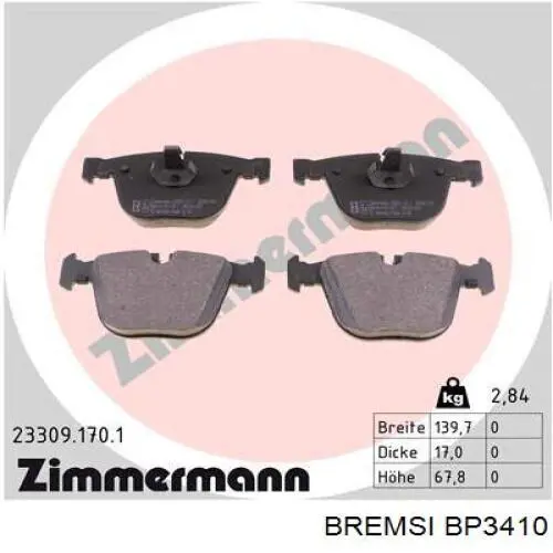 Задні гальмівні колодки Bremsi BP3410 ціна, від 21.17 USD