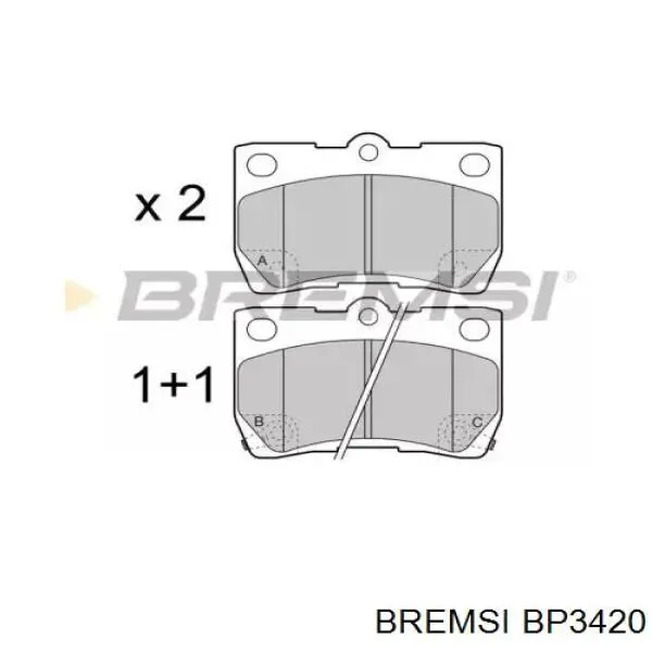 BP3420 Bremsi Колодки гальмівні задні, дискові