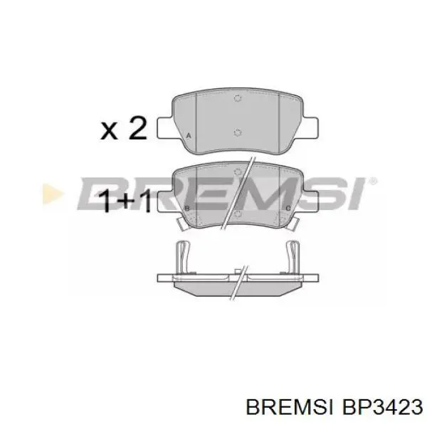 BP3423 Bremsi Колодки гальмівні задні, дискові