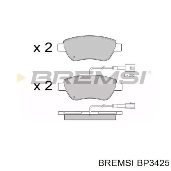 BP3425 Bremsi колодки гальмівні передні, дискові