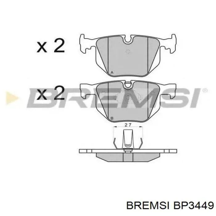 Купити BP3449 Bremsi Задні колодки