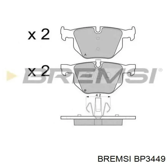 Задні гальмівні колодки Bremsi BP3449 ціна, від 18.95 USD