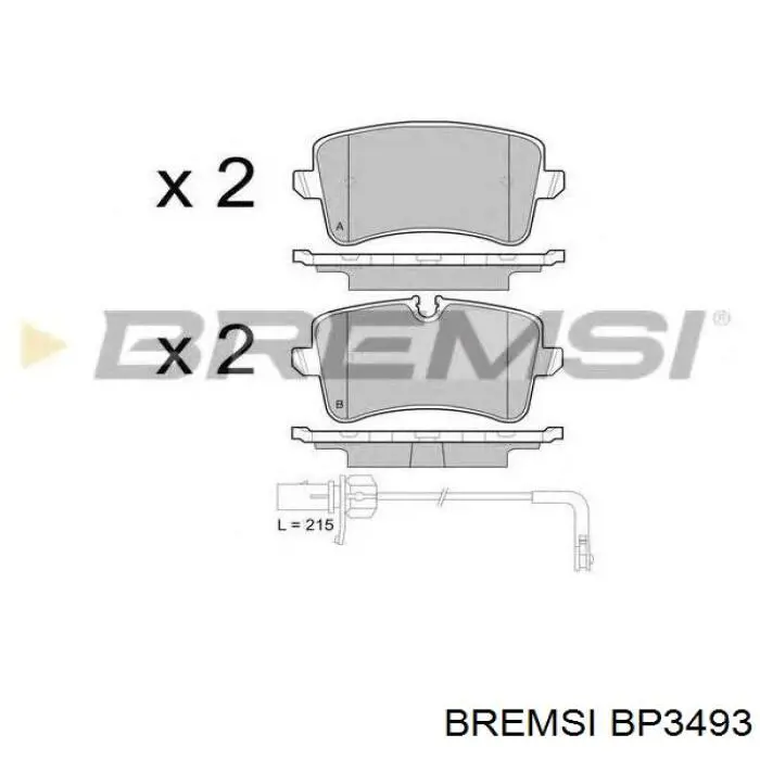 Колодки гальмові задні, дискові BP3493 Bremsi