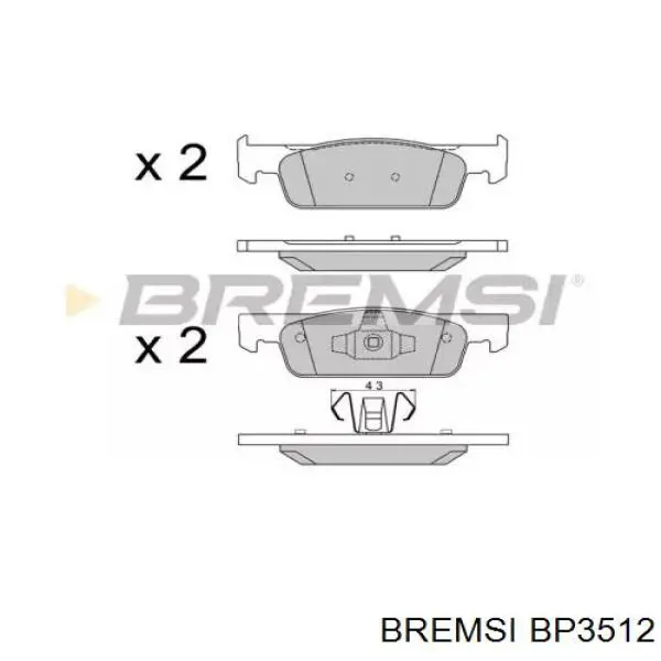 Купити BP3512 Bremsi Колодки гальмівні передні, дискові