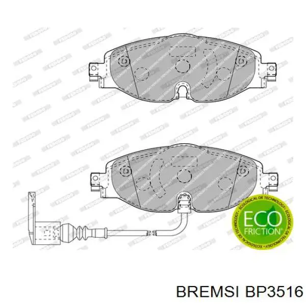 Гальмівні колодки Bremsi BP3516 ціна, від 40.29 USD