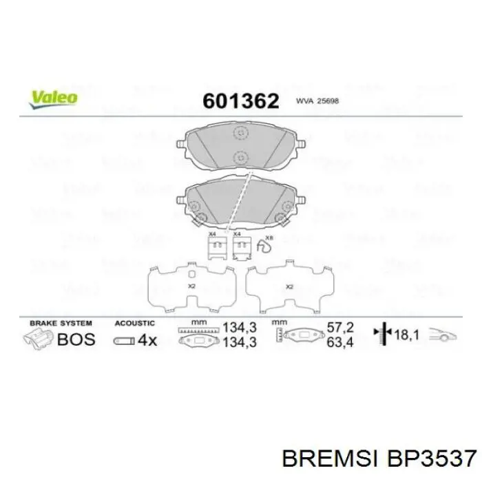 Гальмівні колодки Bremsi BP3537 ціна, від 27.09 USD