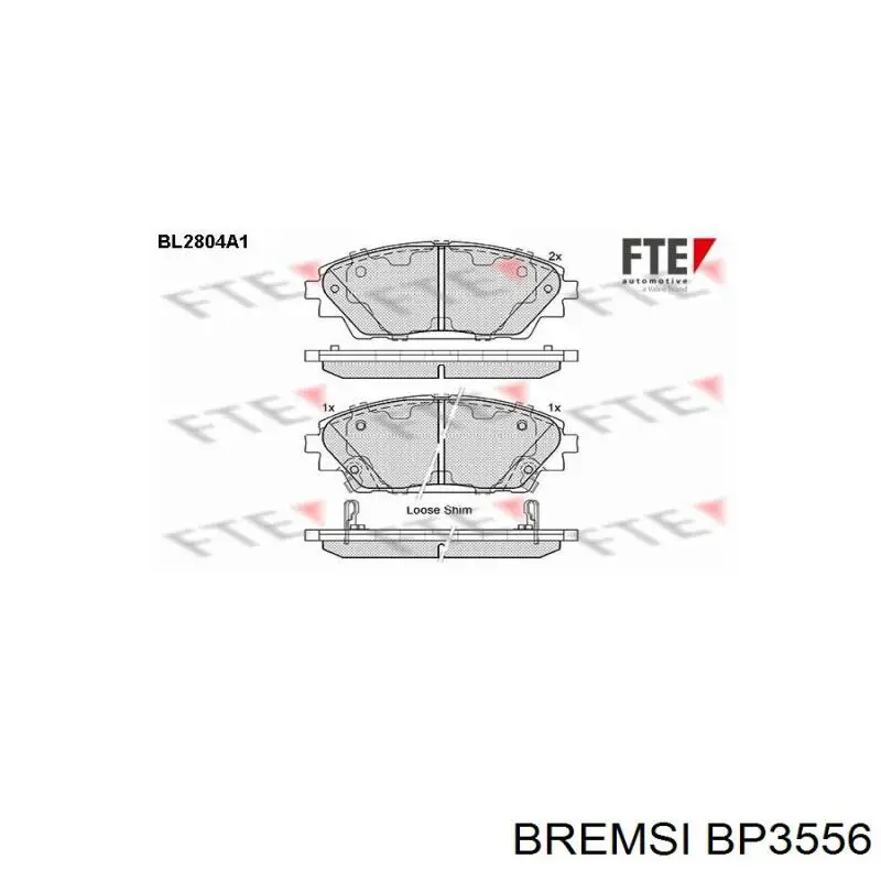 Купити BP3556 Bremsi Колодки гальмівні передні, дискові
