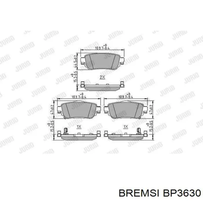 Задні гальмівні колодки Bremsi BP3630 ціна, від 17.21 USD