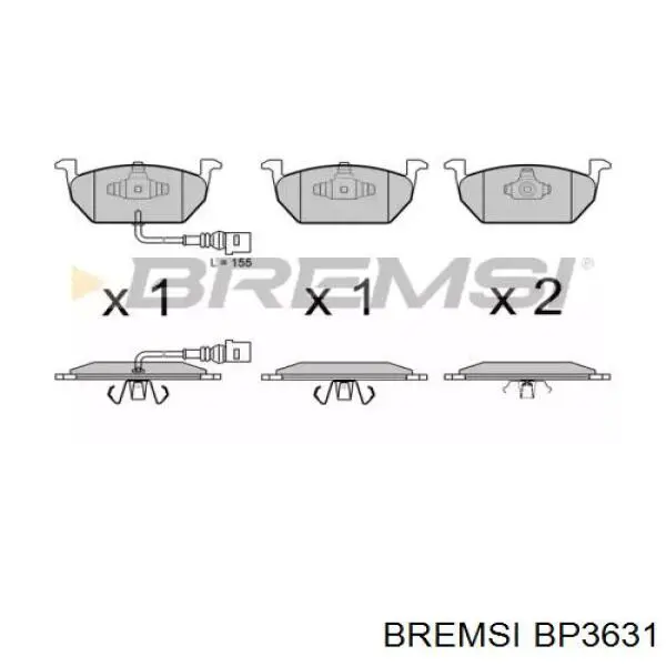 Купити BP3631 Bremsi Колодки гальмівні передні, дискові