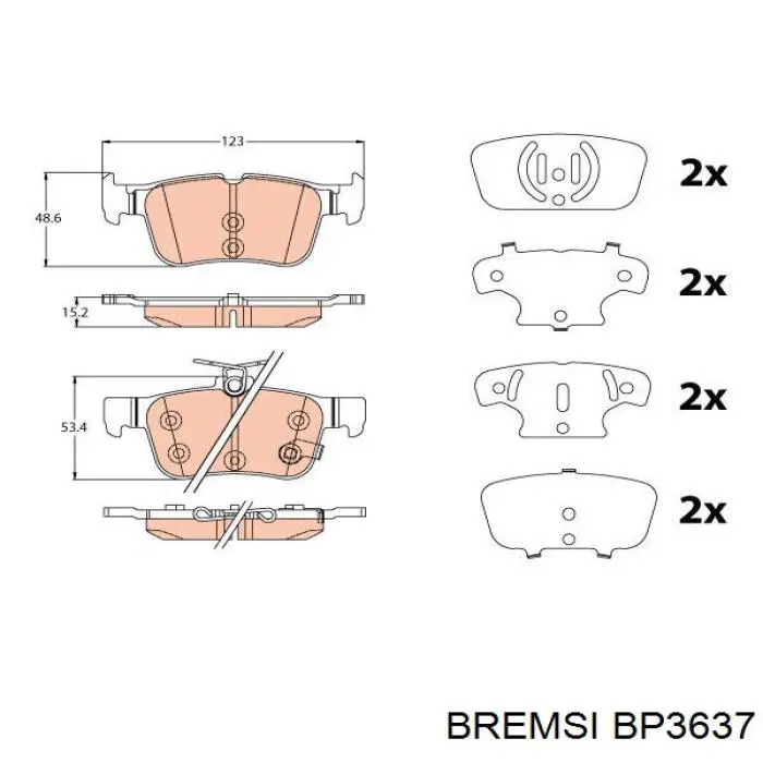 Колодки гальмові задні, дискові BP3637 Bremsi