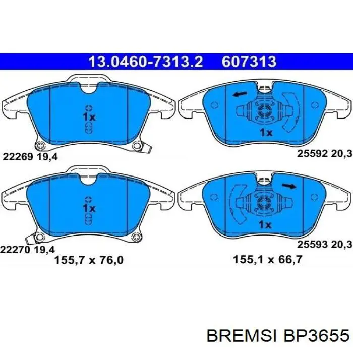 Гальмівні колодки Bremsi BP3655 ціна, від 23.10 USD
