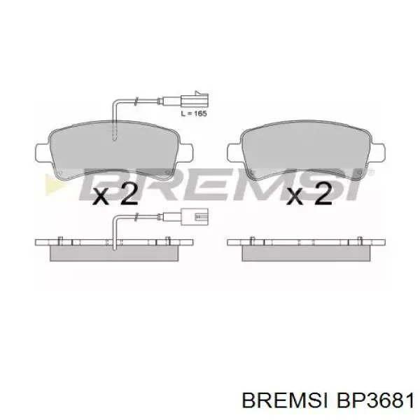 BP3681 Bremsi Колодки гальмівні задні, дискові