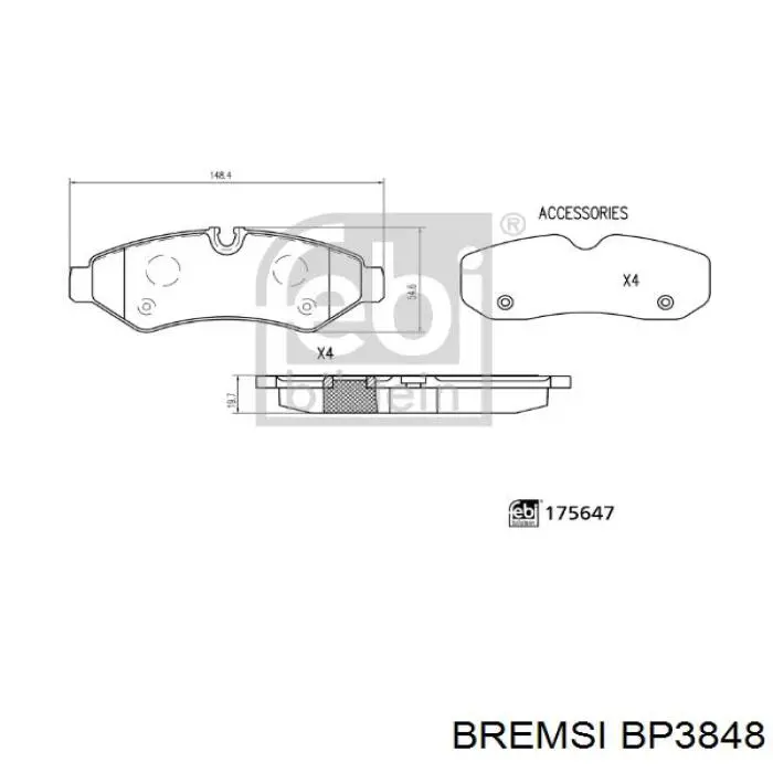 Колодки гальмові задні, дискові BP3848 Bremsi