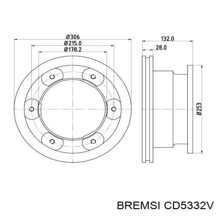 Задні дискові гальма Bremsi CD5332V ціна, від 71.55 USD