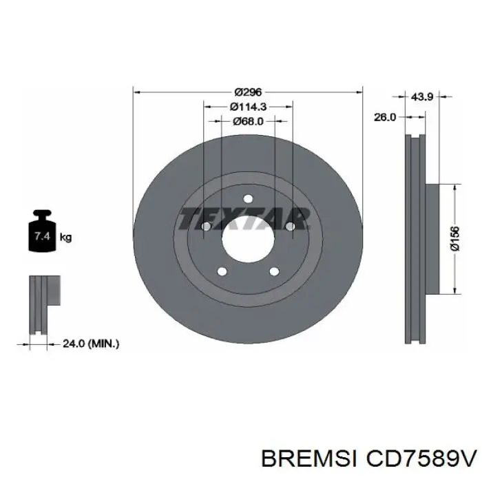 CD7589V Bremsi Гальмо дискове переднє