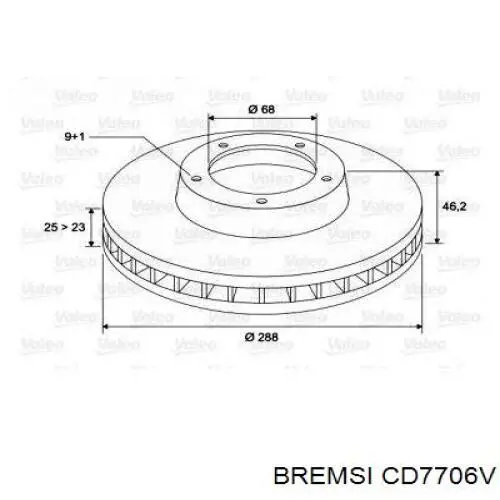Диск переднього гальма Bremsi CD7706V ціна, від 36.32 USD