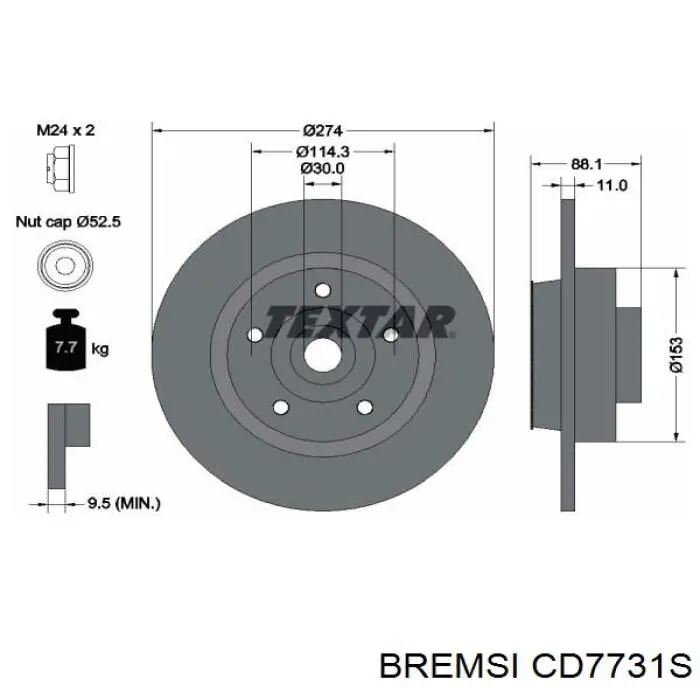 Задні дискові гальма Bremsi CD7731S ціна, від 90.27 USD
