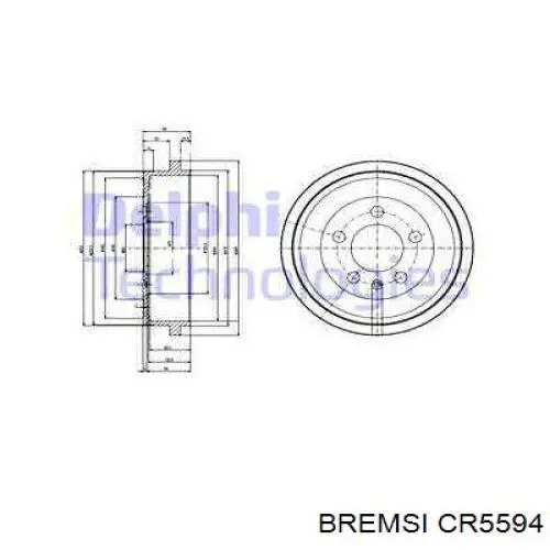 Барабан гальмівний задній Bremsi CR5594 ціна, від 22.36 USD