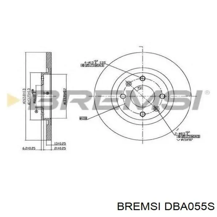 Диск переднього гальма Bremsi DBA055S ціна, від 19.32 USD