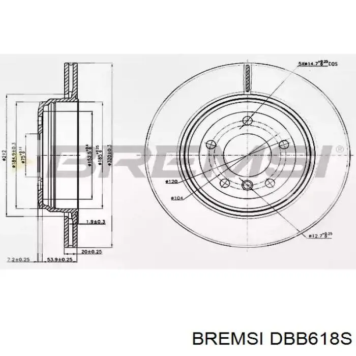 DBB618S Bremsi диск гальмівний задній