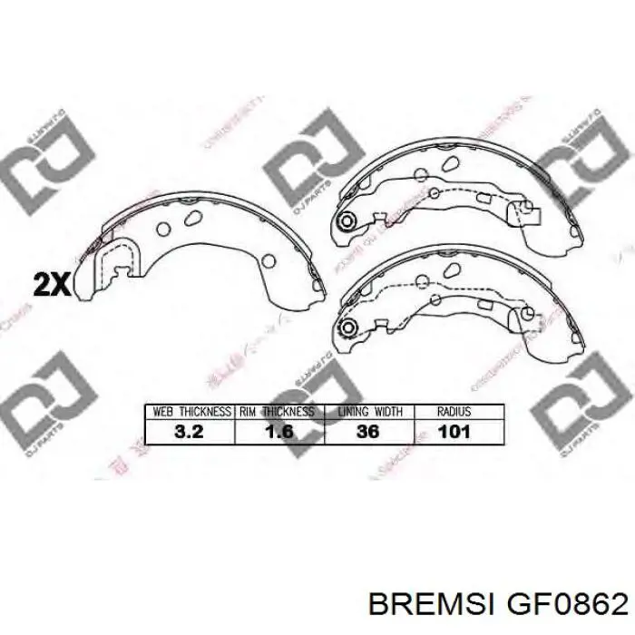 Колодки гальмові задні, барабанні GF0862 Bremsi