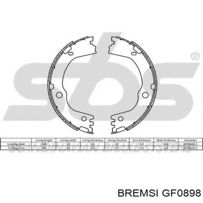 Колодки стоянкового гальма Bremsi GF0898