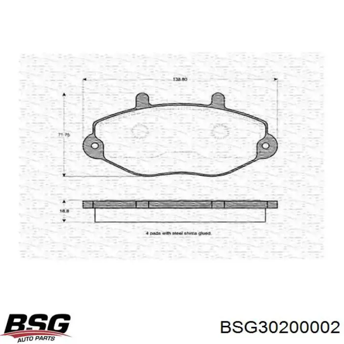Тормозні колодки BSG BSG30200002