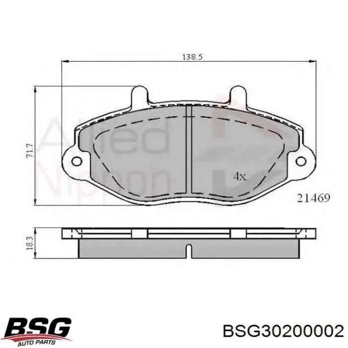 Гальмівні колодки BSG BSG30200002 ціна, від 18.19 USD