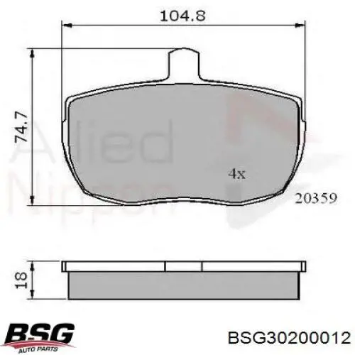 Гальмівні колодки BSG BSG30200012 ціна, від 15.49 USD
