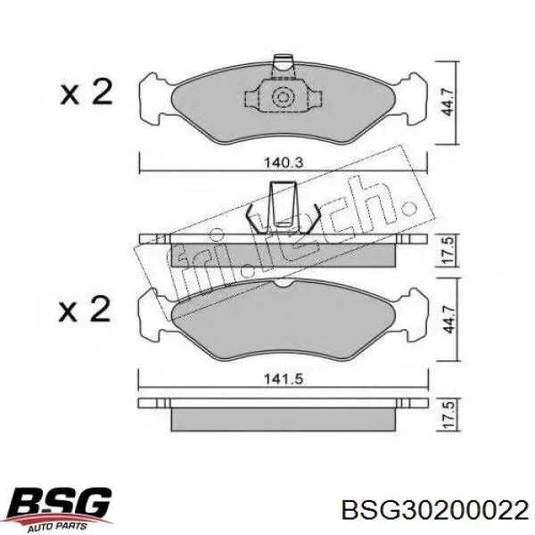 Купити BSG30200022 BSG Колодки гальмівні передні, дискові