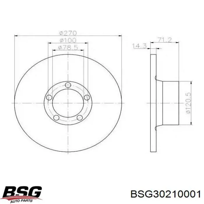 Диск гальмівний передній BSG30210001 BSG